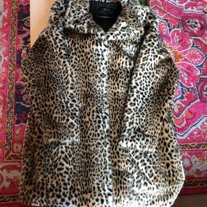 Zara Mid Length Leopard Print Fur Coat (new)